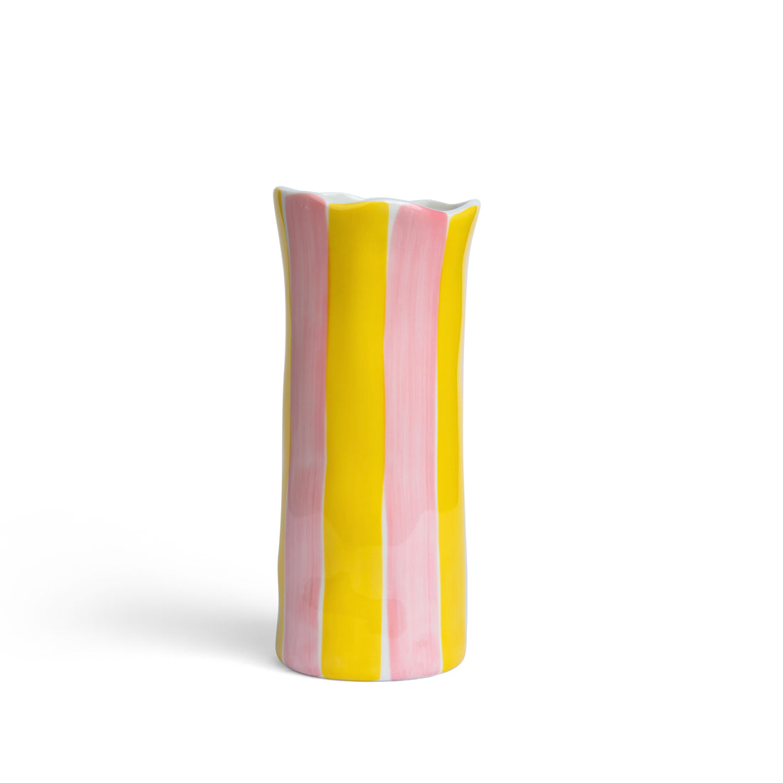 Small Pink &amp; Yellow Stripe Vase