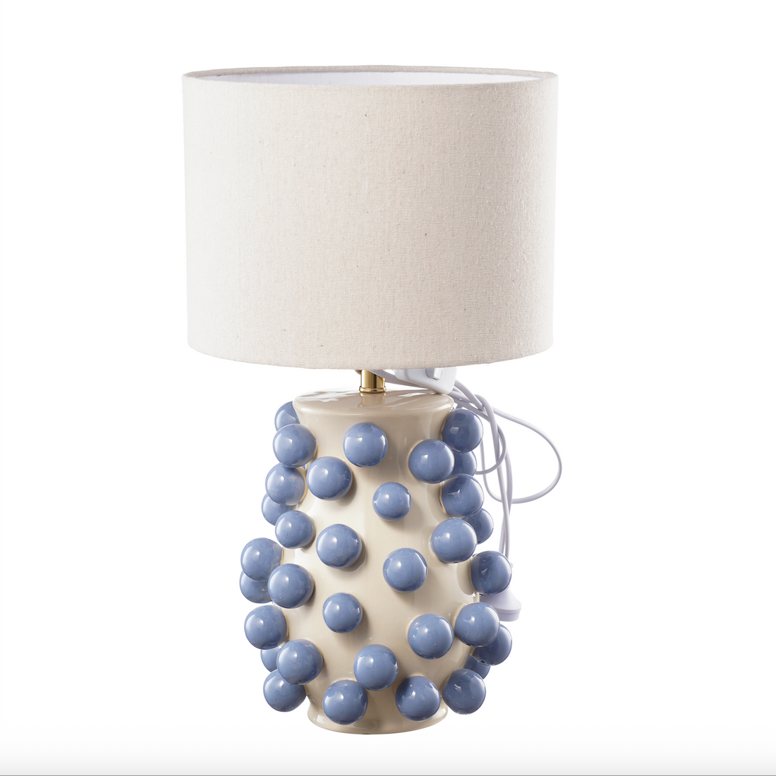Hand Painted Ceramic Blue Bubble Lamp with shade